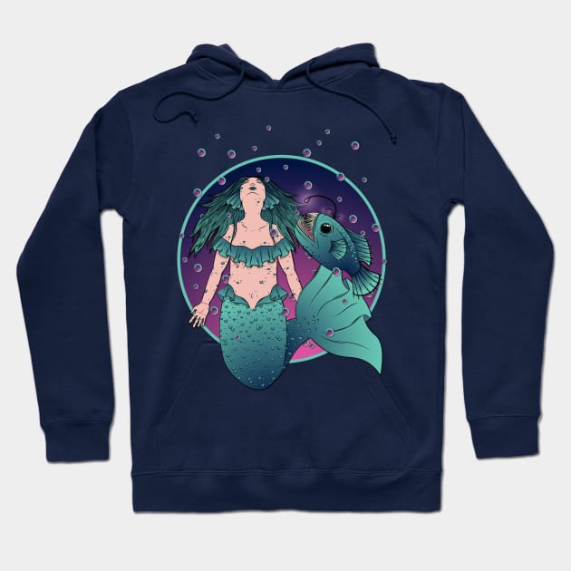 Mermaid and Angler Hoodie by Desdymona